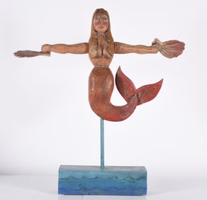 P Schiffer Folk Carved Mermaid
