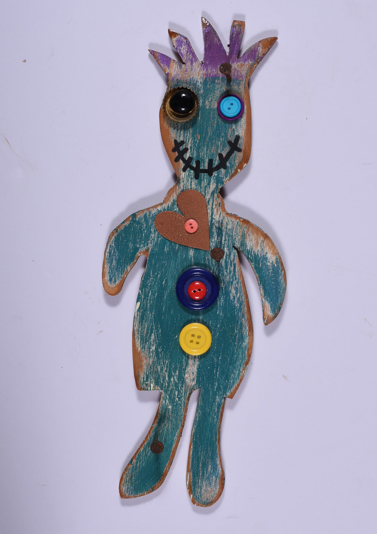 Ron Gerauer Folk Art Cut Out: 6"x14" cut wood and paint, signed.