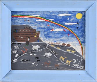 Two Folk Art Paintings by Dave