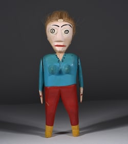 Outstanding Wood Carved and Painted Woman