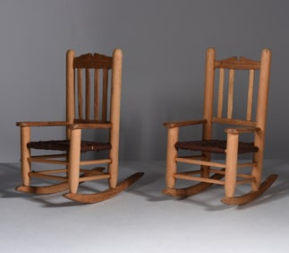 Pair of Wooden Miniature Chairs