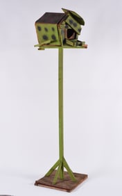 Willey Jinks Painted Bird House and Stand