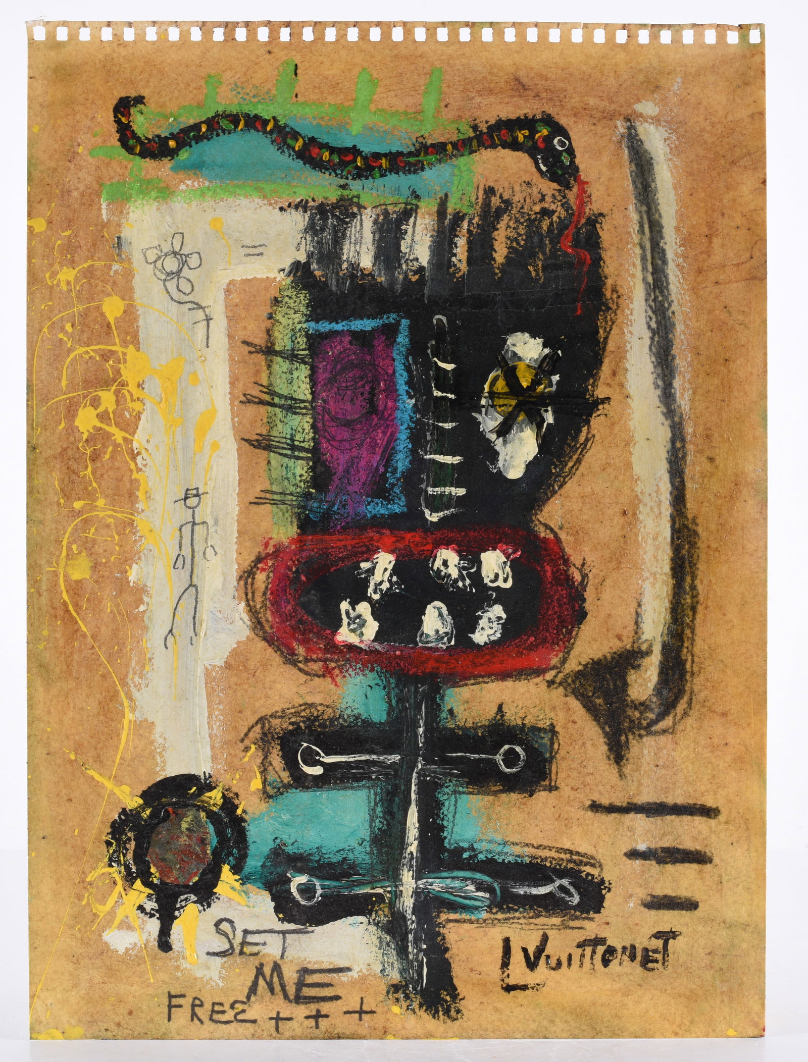 Louise Vuittonet Painting: 11"x15" paint on paper, signed lower right.