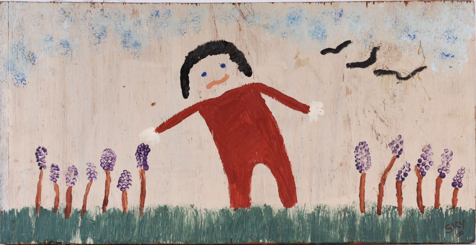 Folk Painting Signed Sky (1 of 2)