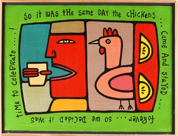 Folk Art Painting on Canvas