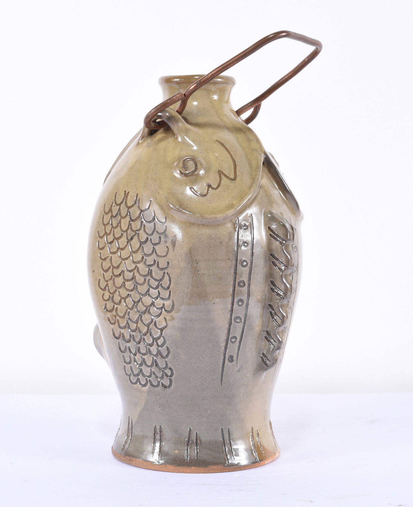 Pamela Owens Jugtown Pottery Fish Bottle (1 of 3)
