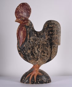 Carved Wood and Painted Chicken