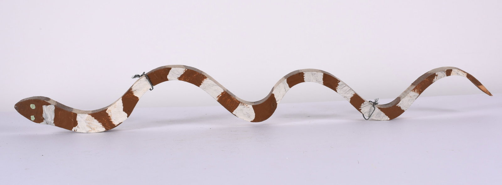Folk Wooden Snake: 22" cut wood and paint.