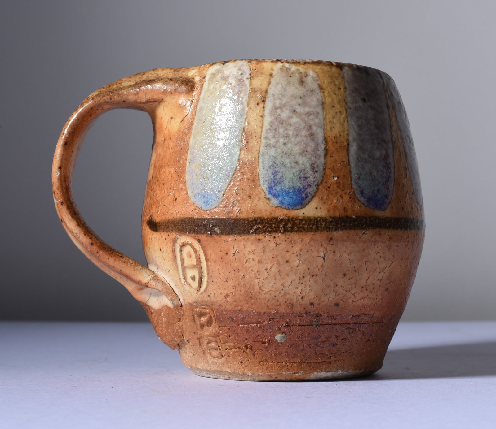 North Carolina Folk Pottery Mug: 4" all pottery is from an estate and if it has issues we will note it else it is in fine condition. This collection comes from a single owner and they loved the pottery and the artist. Most of this po