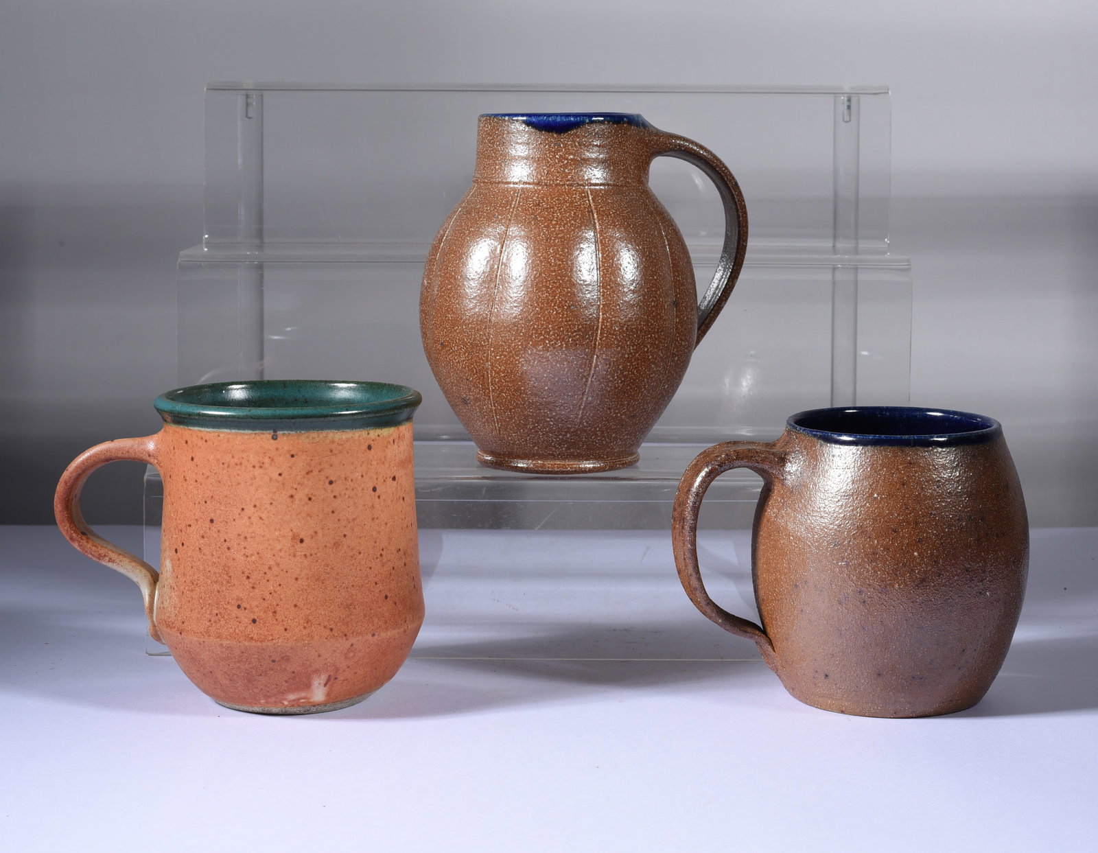 North Carolina Folk Pottery Mug: 5", 4", 4", all pottery is from an estate and if it has issues we will note it else it is in fine condition. This collection comes from a single owner and they loved the pottery and the artist. Most o