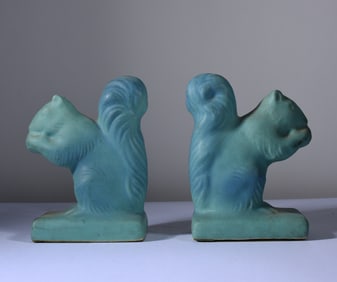 Van Briggle Squirrel Book Ends