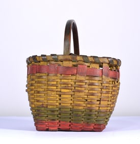Outstanding Painted Miniature Basket ca. 1920