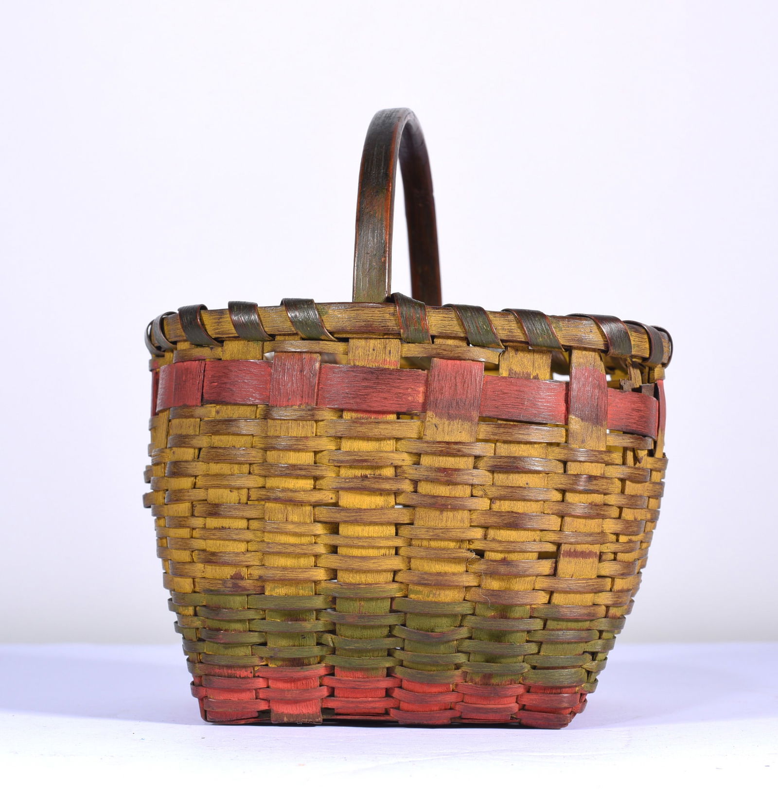 Outstanding Painted Miniature Basket ca. 1920 (1 of 6)