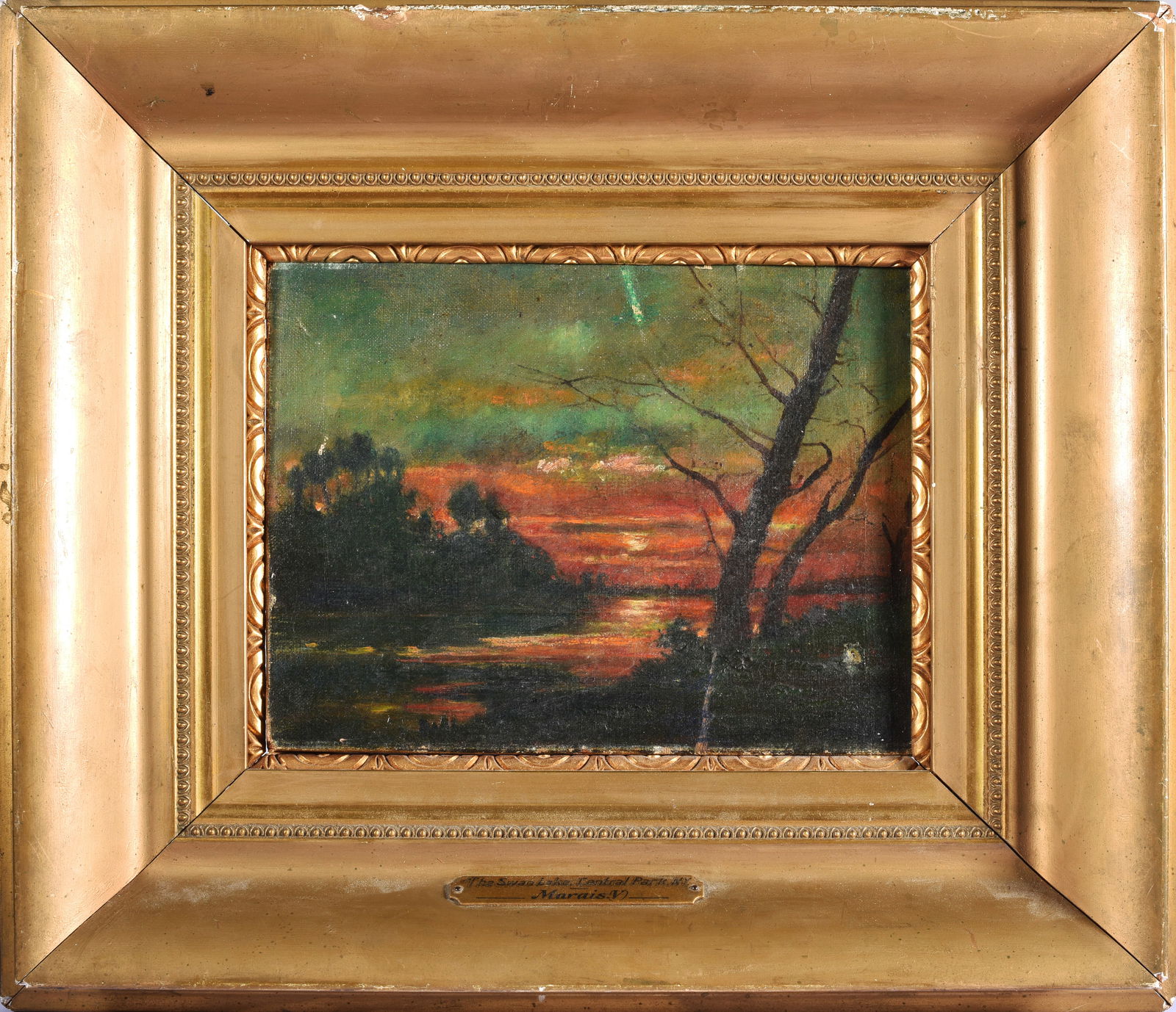 V. Marais 1906 Painting of Central Park NY (1 of 4)