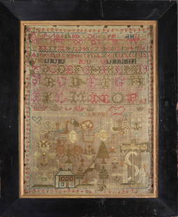 Rockbridge Virginia Sampler Ann Johnston 1812: 17" x 21.5" signed and dated Ann Johnston aged 12 and dated 1812. Ann Johnston born 1800 in Rockbridge VA. Fathaer was Zachariah Johnston Jr and mother Jennie McMath. Ann married Alexander Culton in 1