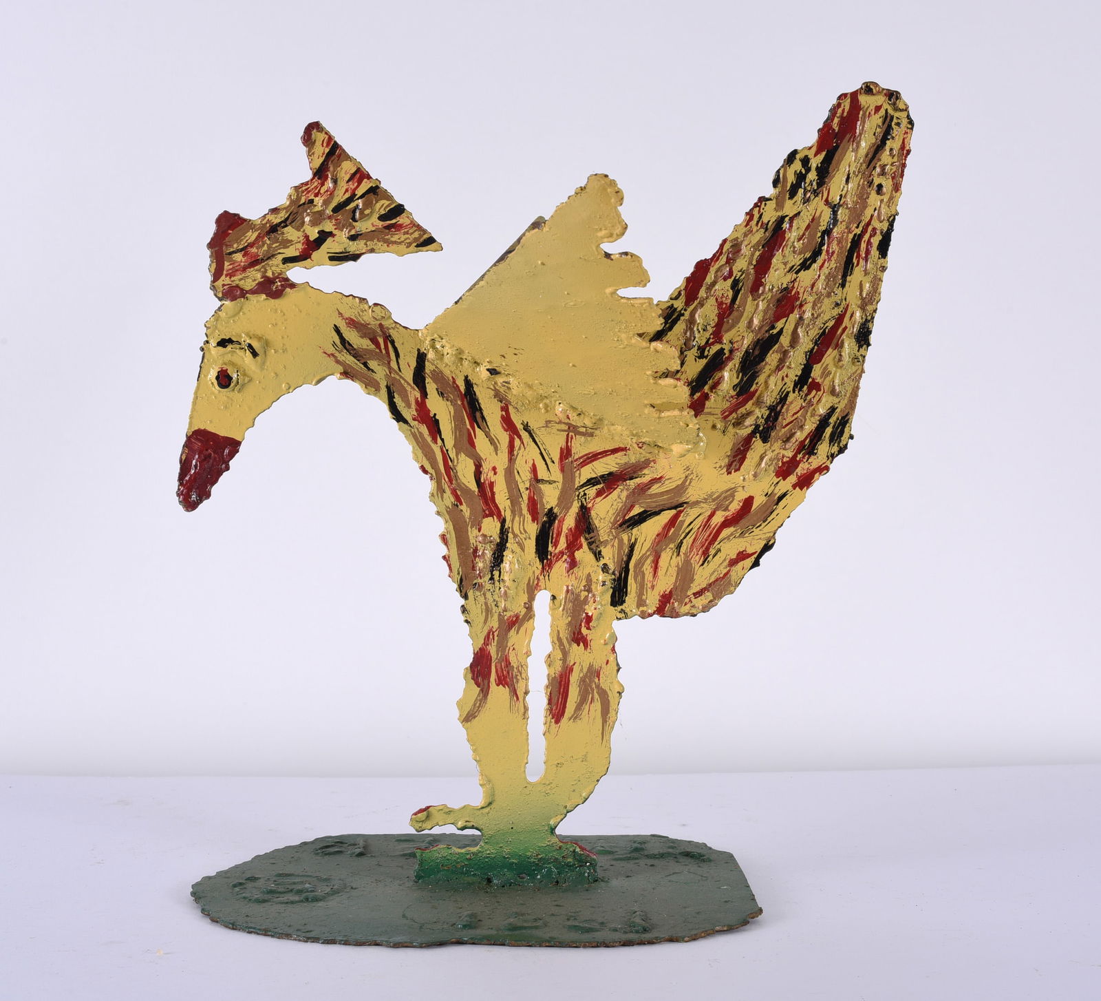 Willie Tarver (1932 - 2010): 10"x12" folk art sculpture made from welded metal. African American. Willie Tarver was from Wadley GA and produced hundreds of metal and concrete sculptures. He also painted.