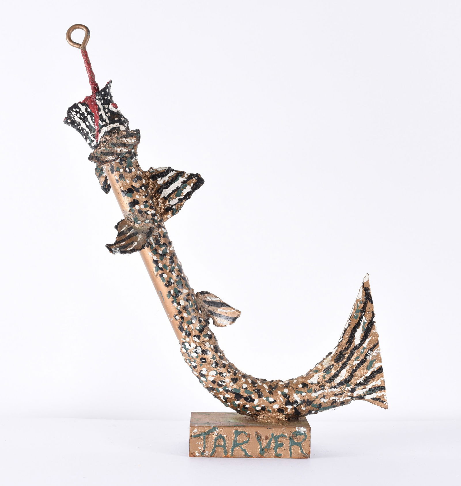 Willie Tarver (1932 - 2010): 12"x22"folk art sculpture made from welded metal. African American. Willie Tarver was from Wadley GA and produced hundreds of metal and concrete sculptures. He also painted.