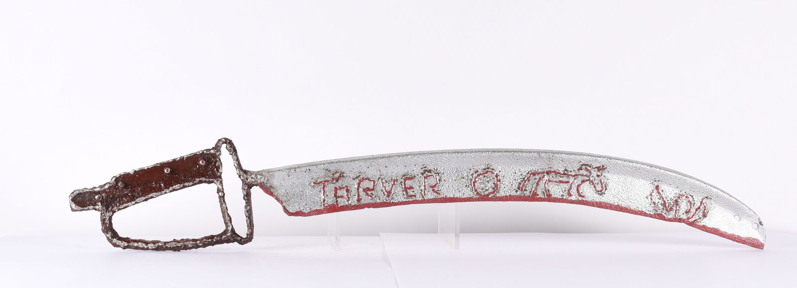 Willie Tarver (1932 - 2010): 34" folk art sculpture made from welded metal. African American. Willie Tarver was from Wadley GA and produced hundreds of metal and concrete sculptures. He also painted.