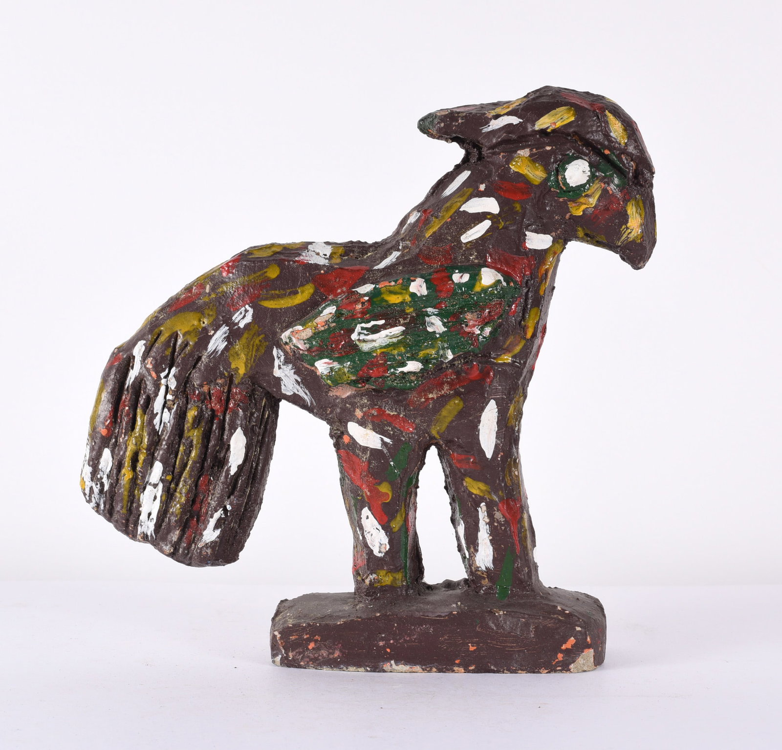 Willie Tarver (1932 - 2010): 8"x10" folk art sculpture made from concrete and paint. African American. Willie Tarver was from Wadley GA and produced hundreds of metal and concrete sculptures. He also painted.