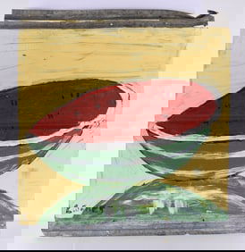 Leonard Jones Folk Painting on Tin