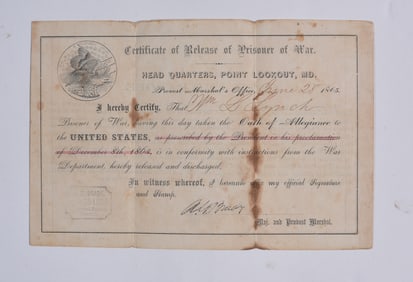 56th North Carolina Confederate Soldier Parole and Pass