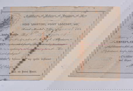 56th North Carolina Confederate Soldier Parole and Pass: Pair of war-date partly-printed Documents issued to Sgt. William Laxton Lynch, Co. I, 56th North Carolina Infantry, taken POW at Five Forks on April 1, 1865, he was eventually given his parole in June