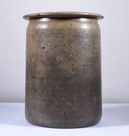 Himer Fox Salt Glaze Storage Crock Signed
