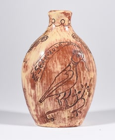 Walt and Dot Auman Incised Bird Bottle