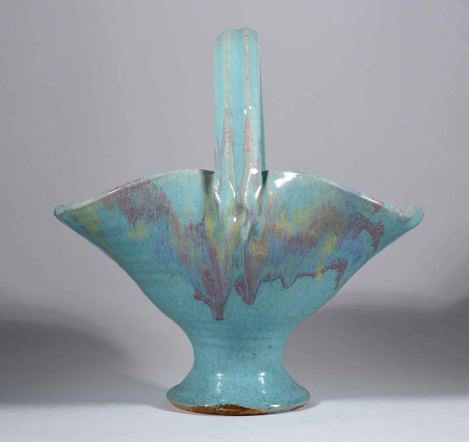 Rianbow Pottery Signed Pottery Basket (1 of 4)