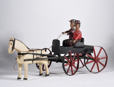 ca. 1900 Folk Art Carved Horse and Riders