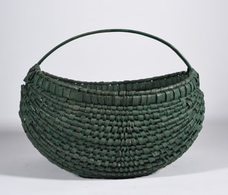 Green Painted Appalachian Basket ca. 1940