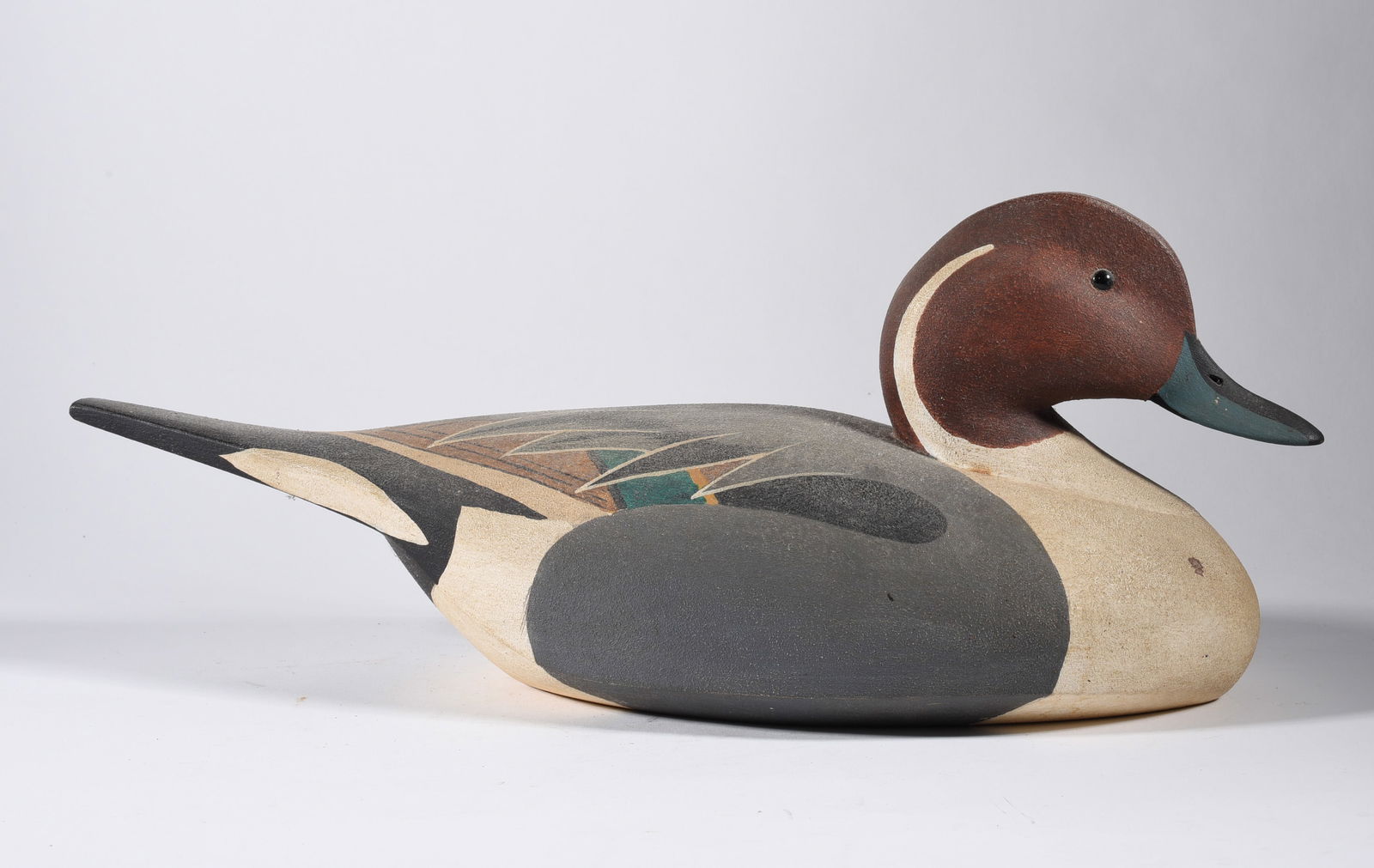 Chuck May Wooden Decoy: 17" carved decoy signed on bottom Chuck May dated 1981