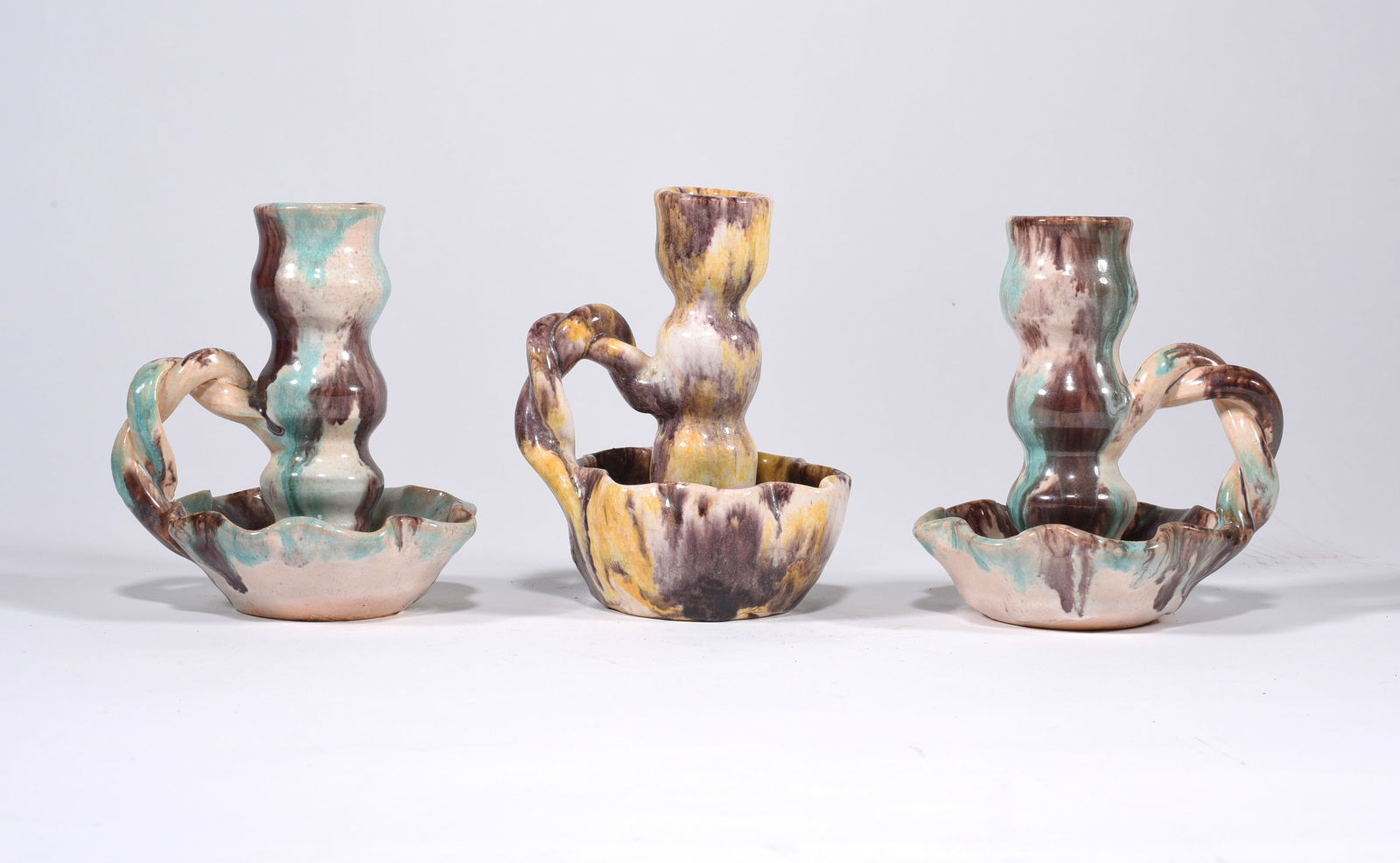 JB Cole Williamsburg Pottery Candle Stick Group (1 of 3)