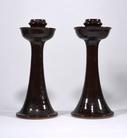 Jugtown Pottery Candle Stick Pair