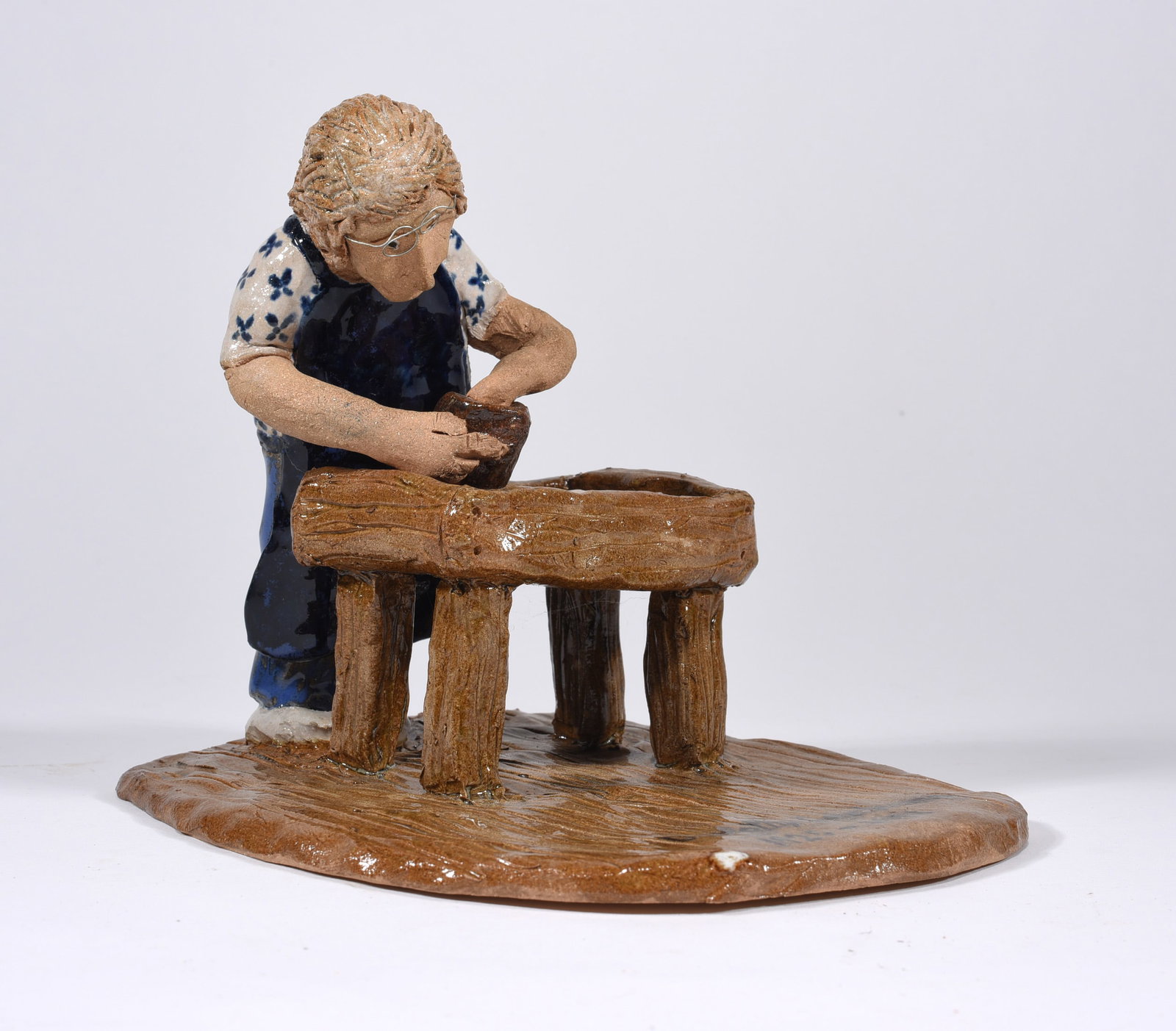 Dorothy Auman Pottery Figural by Jim Havner: 6"x6" Jim Havner pottery figural of Dot Auman.