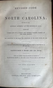 Slave Laws of North Carolina Forbid Insurrection, Slaves Having Guns, and Sex with White Women