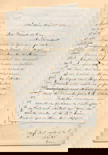 16th Connecticut Soldier Writes About Attending a Slave Church in North Carolina: War-date Union soldier Autograph Letter Signed “Henry B. Cook Co. K, 16th Conn. Vols.&rdquo; 8pp. Octavo, New Bern, North Carolina, May 22, 1863, with cover addressed to his friend, and reads in par