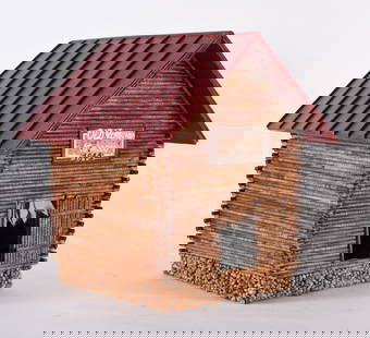 Miniature Matchstick House: 10" x 13" ca. 1950 matchsticks and other.