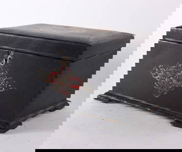 Small Trinket Box ca. 1900: 8" x 5" all items are from the Collection of Mary Wells. Antique collection and other collectibles. Please see photos for condition. Shipping will be done by a 3rd party shipping using live auctioneer