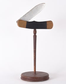 Folk Art Carved Pocket Knife on Stand