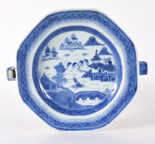 Chinese Export Canton Blue Warming Plate