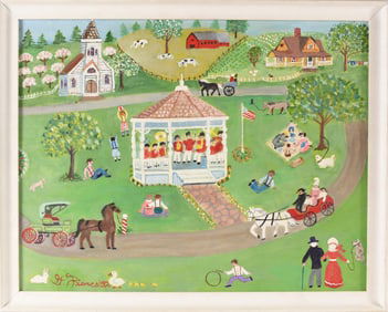 Helen Pierce Folk painting Signed