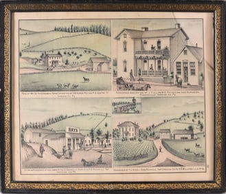 Framed Antique Lithograph Greene County PA