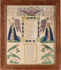 German Birth and Baptism Certificate ca. 1850