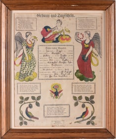 German Birth and Baptism Certificate ca. 1851