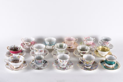15 Different Antique Tea Cup and Saucer Sets