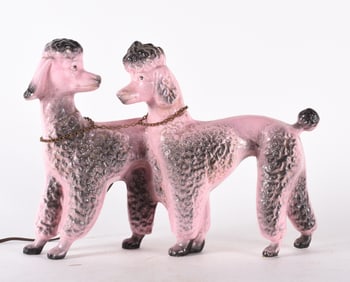 1950's Ceramic Poodle Tv Lamp