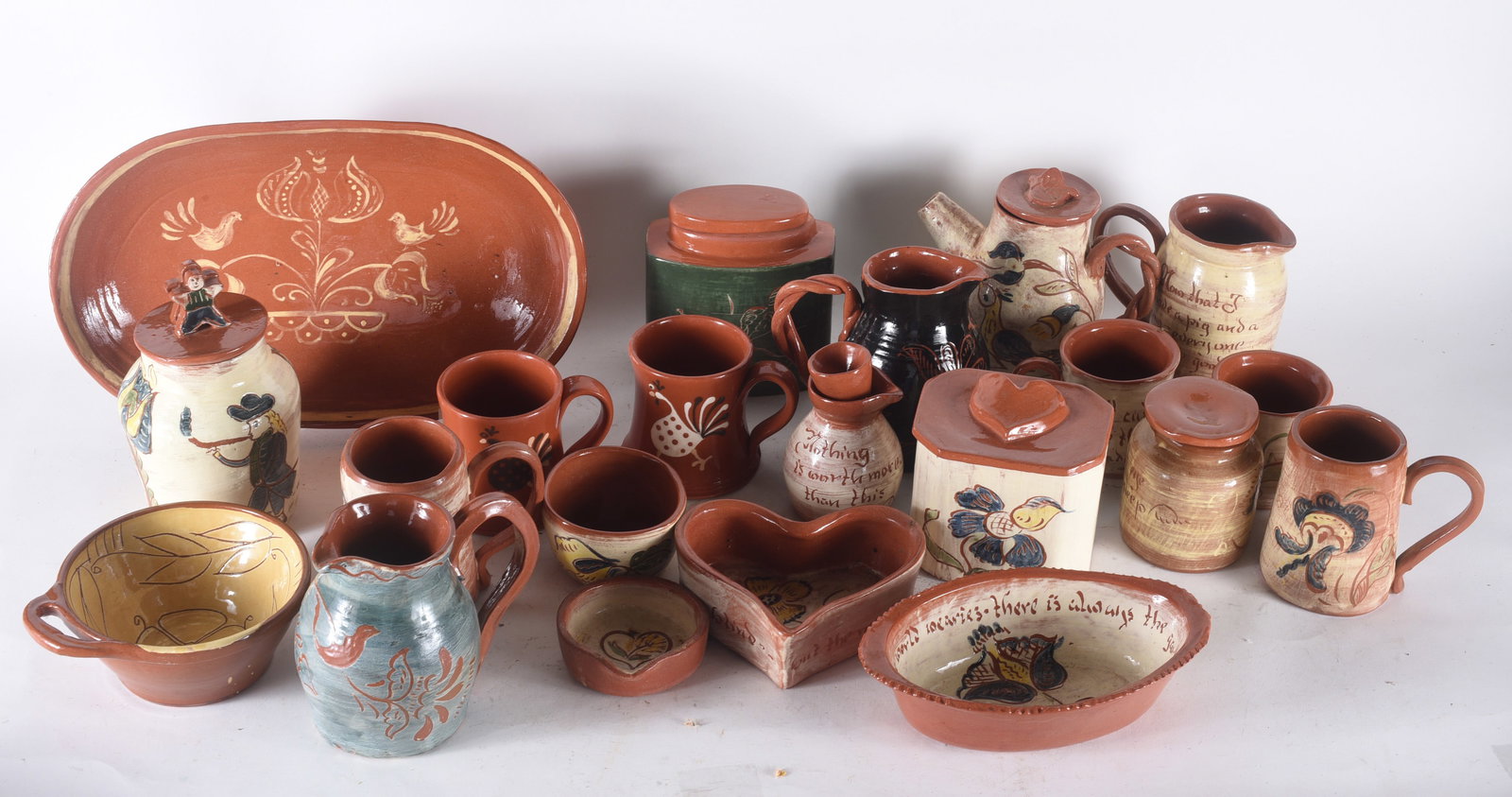 Welden Pottery Redware Collection: sizes are found under condition tab and are for shipping purposes. all sizes are approximate for shipping purposes. all items are from a single owner estate collection. Please see photos for details o