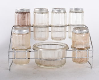 Hoosier Spice Rack w/ Ribbed Glass Jars