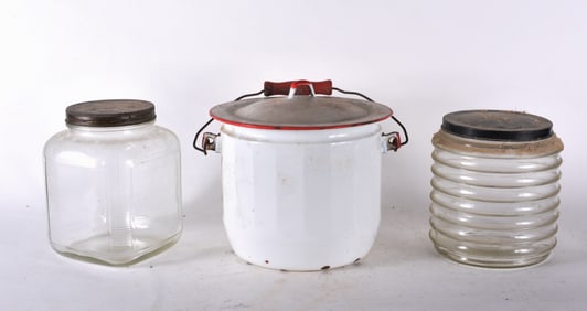 Hoosier Cabinet Jars and Bucket